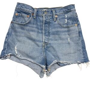 shorts LEVIS Ribcage Short 28 high waist cut-offs blue jean